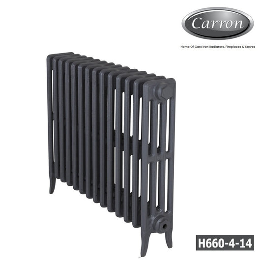 Victorian Cast Iron Radiator–4 Column 14 Section,660 High ,W1078 by D140mm(Primed Grey)