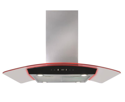 CDA EKPK90 Island Series Curved Glass Extractor hood with Led Edge Mood Lighting R-G-B