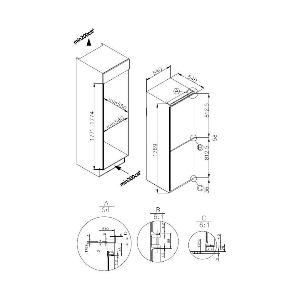 CDA FW952 Integrated 50/50 Frost Free Fridge Freezer