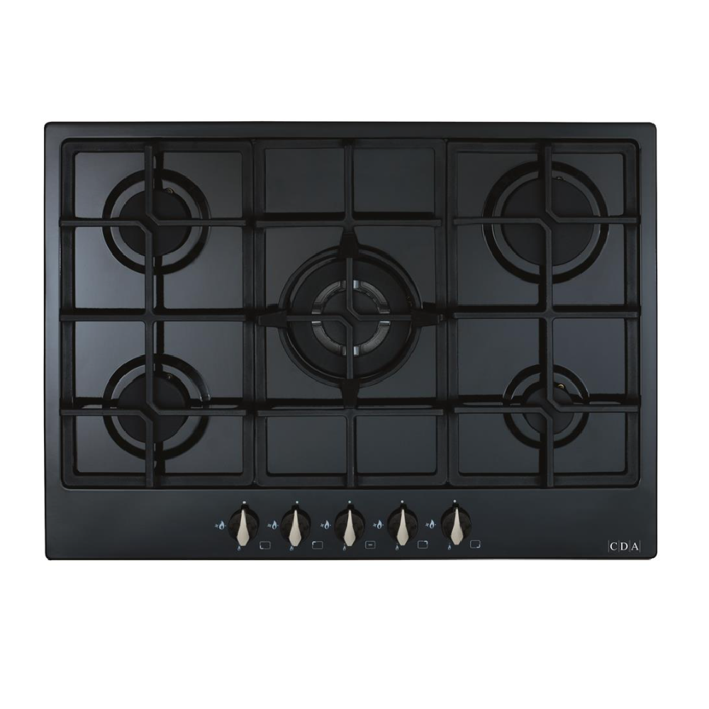 CDA HG7251BL 70cm Five Burner Gas Hob on Black Glass