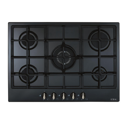 CDA HG7251BL 70cm Five Burner Gas Hob on Black Glass