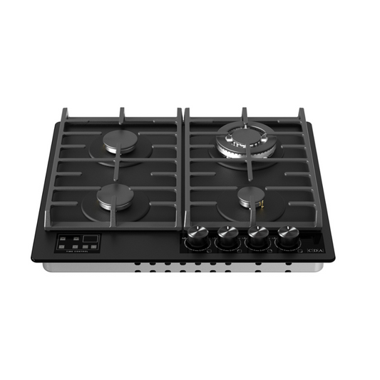 CDA HVG631MB 60cm Four Burner Gas Hob on Black Glass