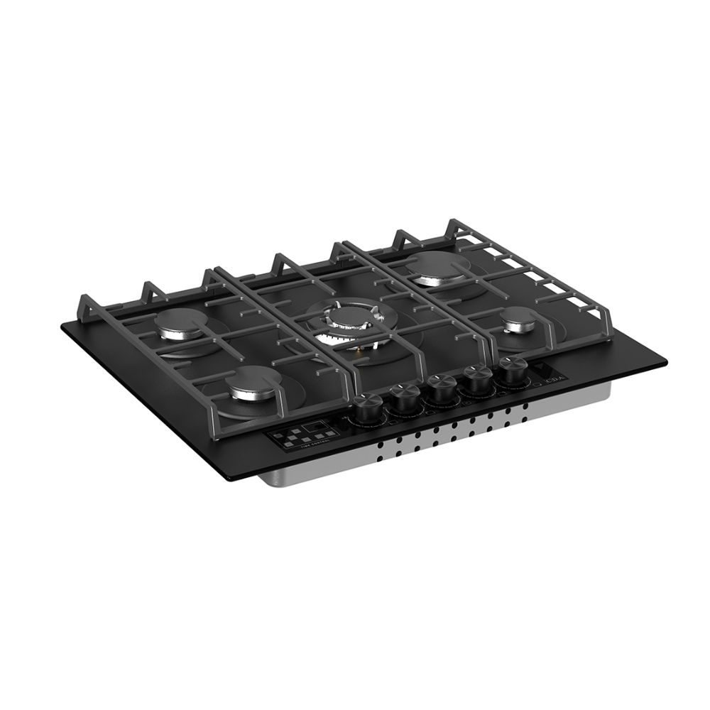 CDA HVG731 Five Burner 70cm Gas Hob on Black Glass