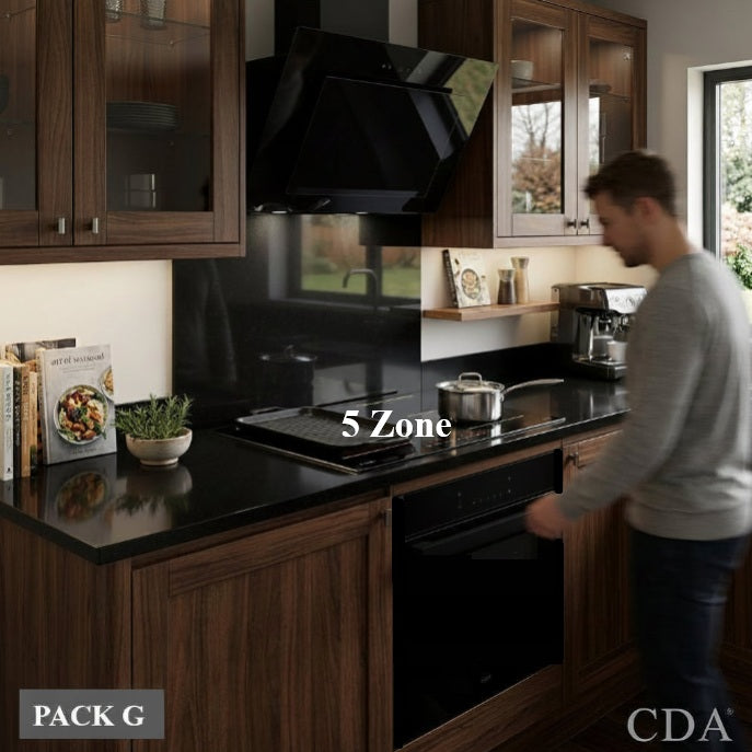 CDA Premium Built-In Kitchen Appliance Pack G : Pyrolytic Single Oven with Flexizone Induction Hob5 zone