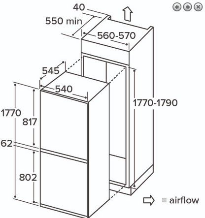 CDA Built In Pack F: Integrated Frost Free Firdge Freezer with 13 Place Dishwasher