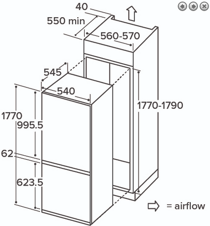 CDA Built In Pack F: Integrated Frost Free Firdge Freezer with 13 Place Dishwasher