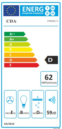 CDA CTE Telescopic Range of Extractor Cooker Hoods in Stainless Steel Energy Label