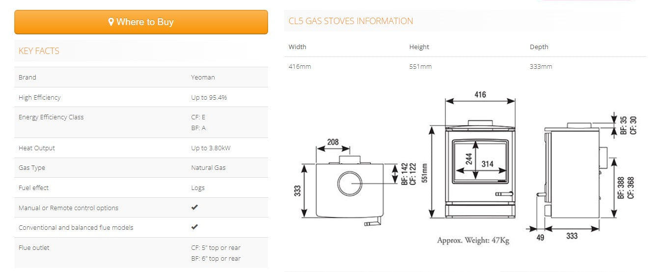Gazco CL8 Balanced Flue Gas Stove – High Efficiency Log Effect Gas Stove