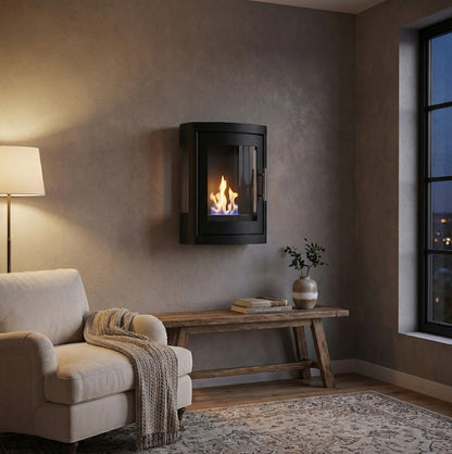 Scandi-Flame Oregon Wall Mounted Bioethanol Flueless Real Flame Stove