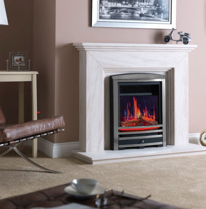 C&J Opulus Cast Arch Iron Fascia Electric Fire Remote Controlled LCD Digital "Real Flame Fire"