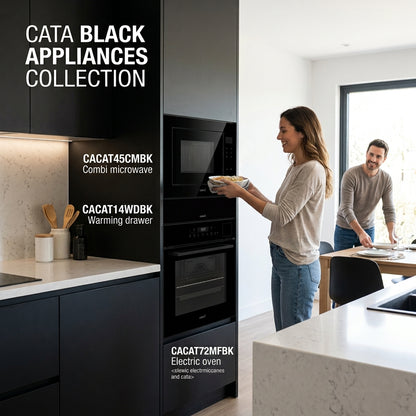Premium CATA Appliance Pack Bundle Z: Integrated Black Glass Built-In Kitchen Oven & Warming Drawer