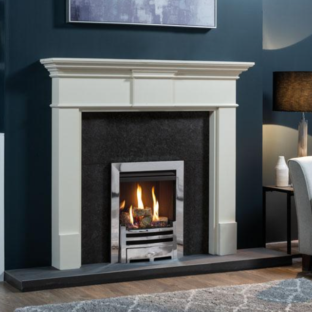 Gazco Logic HE Conventional Flue Log Effect Gas Fire with Brass Frame and Front