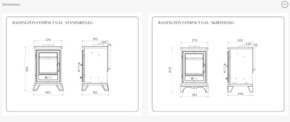 Penman Bassington Compact Log Effect Chimney Gas Stove Matt Black Skirted Leg