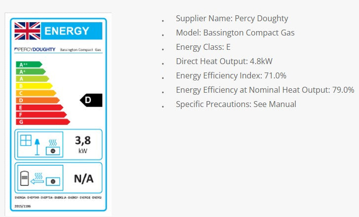 Penman Bassington Compact Log Effect Chimney Gas Stove Matt Black Skirted Leg
