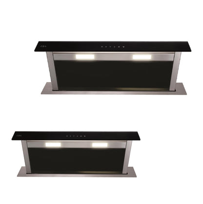 CDA EDD BL Sleek Steel & Black Glass Downdraft Integrated Designer Extractors Range