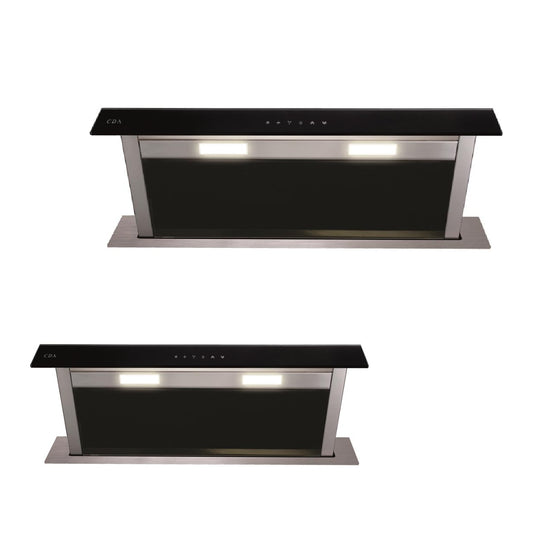 CDA EDD BL Sleek Steel & Black Glass Downdraft Integrated Designer Extractors Range
