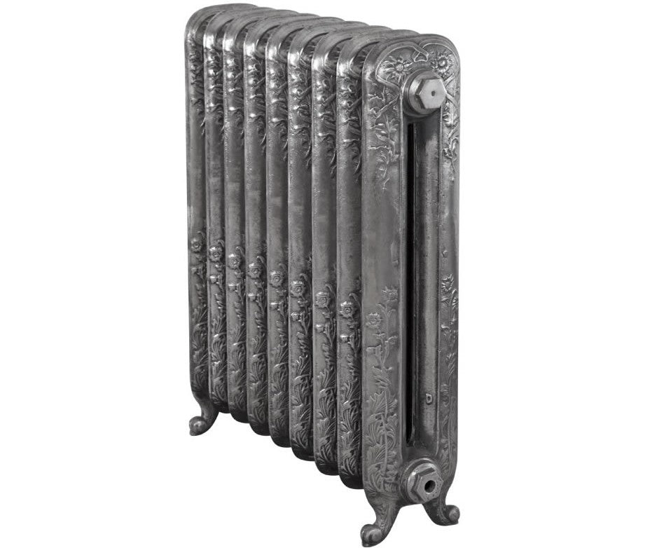 DAISY Brushed Cast Iron Radiator–2 Column 9 Section,780 High by W706 by D220mm. Brushed Steel