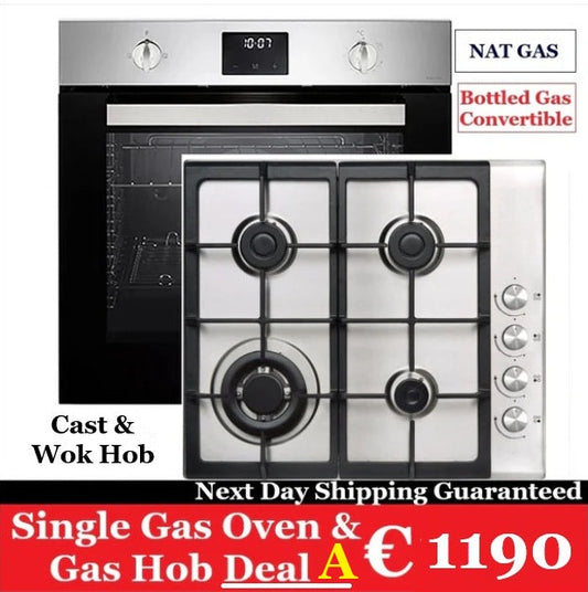 Built in Stainless Steel Single 60cm CDA Gas Oven & Gas Hob Deal A F700CD001X/ND