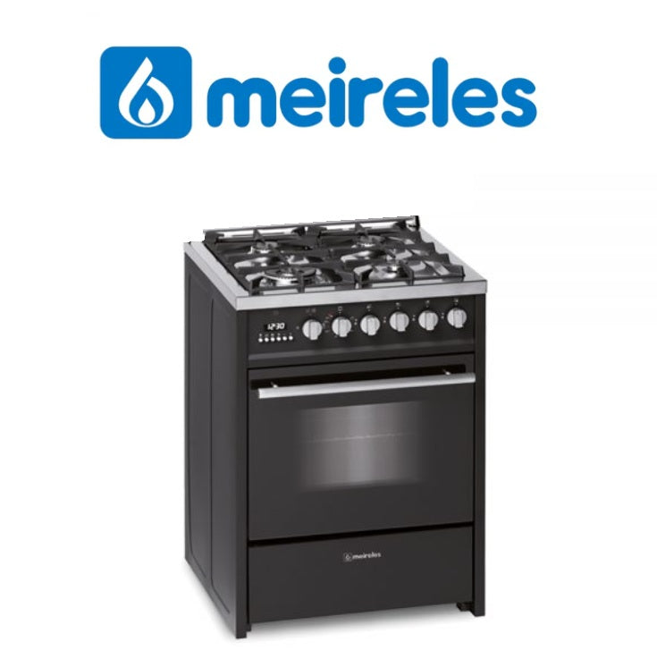 Meireles E610 BK 60cm Carrickmore Dual Fuel Cooker Black with Stainless Steel Cheftop