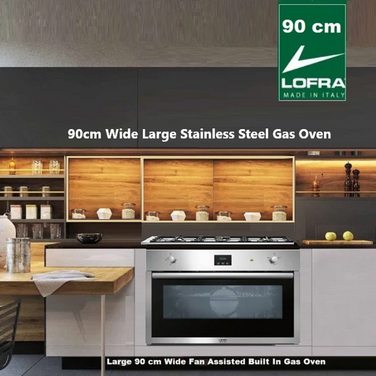 Lofra Etna 90 FAS 96GE Large Built In Stainless Steel Single Gas Oven 90cm wide.