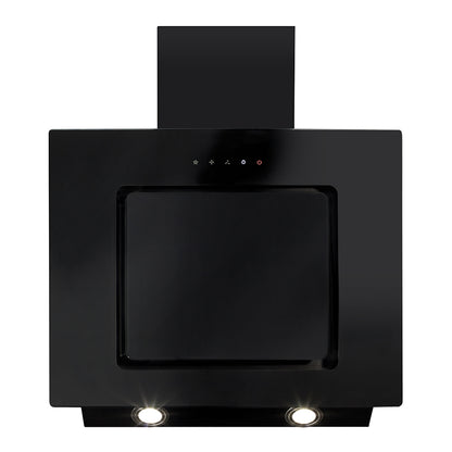 CDA EVABL Black Angled Glass Chimney Extractor Hood Contemporary Design
