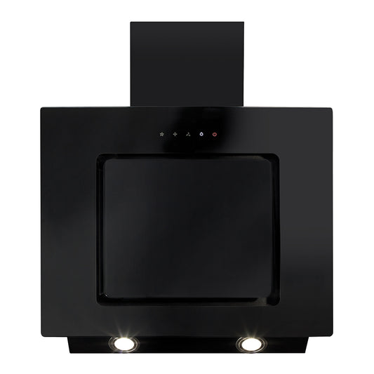 CDA EVABL Black Angled Glass Chimney Extractor Hood Contemporary Design