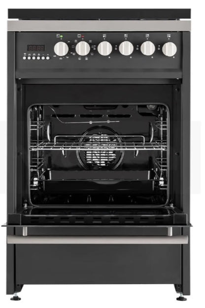 Meireles E610 BK 60cm Carrickmore Dual Fuel Cooker Black with Stainless Steel Cheftop