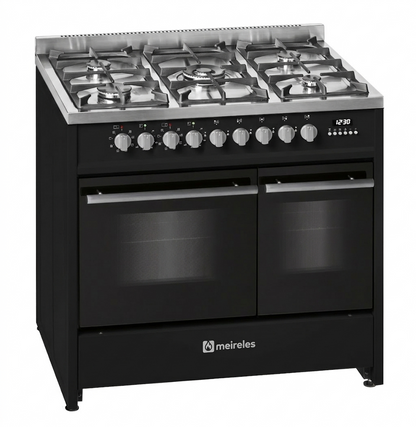 Meireles E916 X 90cm Professional Dual Fuel Cooker in Black with Stainless Steel