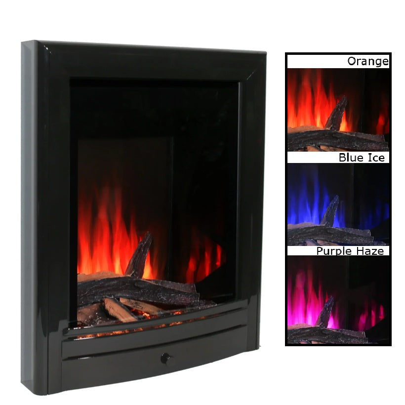 Ecodesign 16" Contemporary Large-Log Electric Fire in Black Nickel Bronze