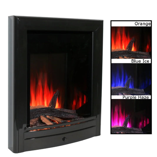 Ecodesign 16" Contemporary Large-Log Electric Fire in Black Nickel Bronze