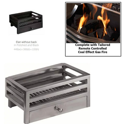 Elan Basket Remote Controlled Gas Basket Fire with tailored Gas Inset Fire Coal Effect