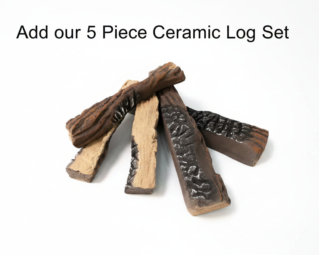 Wooden fire logs with textured ends on a white background
