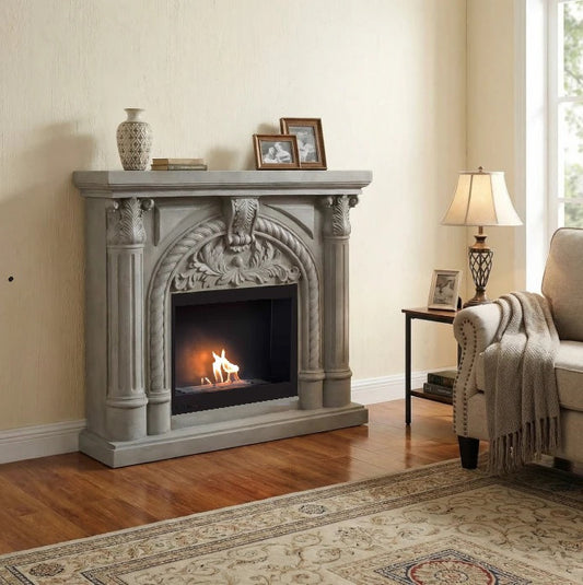 Scandiflame Embla Freestanding Bioethanol Polystone Fireplace Suite with Bioethanol Fire