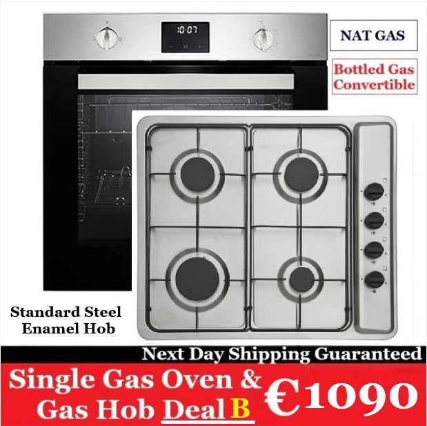 Built in Stainless Steel Single 60cm CDA Gas Oven & Gas Hob Deal B F700CD001X/ND