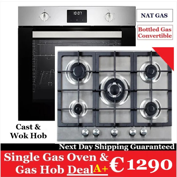 Built in Stainless Steel Single 60cm CDA Gas Oven & Gas Hob Deal A+ F700CD001X/ND