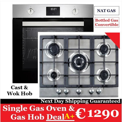 Built in Stainless Steel Single 60cm CDA Gas Oven & Gas Hob Deal A+ F700CD001X/ND