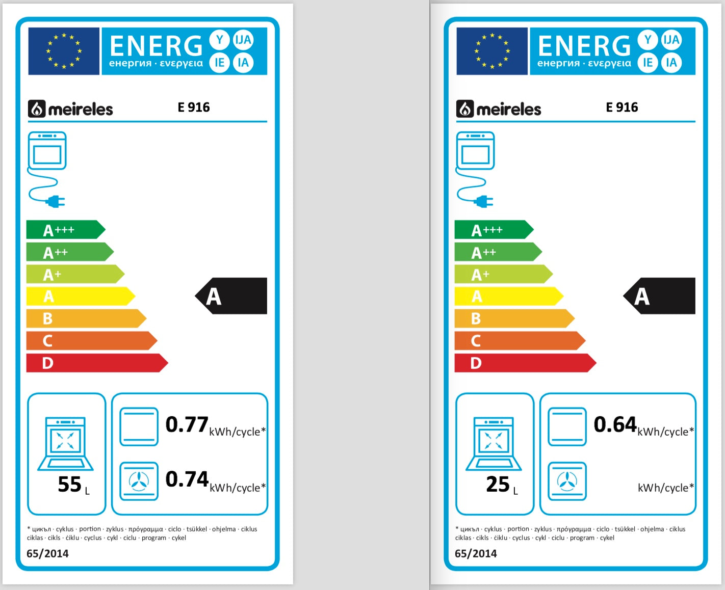 Meireles E916 X 90cm Professional Dual Fuel Cooker in Stainless Steel Energy Label