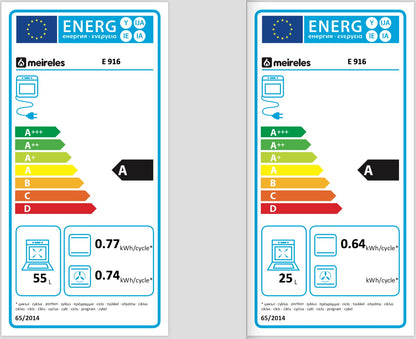 Meireles E916 X 90cm Professional Dual Fuel Cooker in Stainless Steel Energy Label