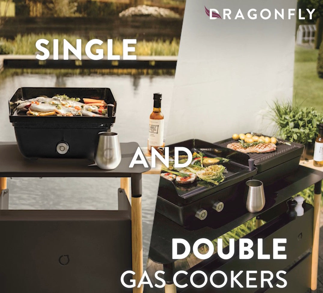 Stovax Gazco Dragonfly Ferleon Gas Double Cheftop Outdoor  BBQ Modular Cooker Plancha Grill - Single Vs. Double