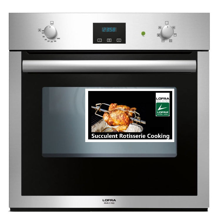 Stainless Steel Built in Single Gas Oven with Fan Rotisserie 60cm Lofra Gaia FOS 66GE