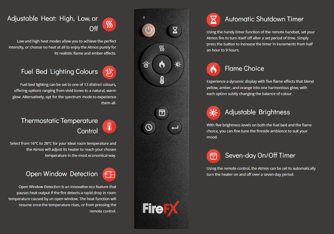 16" AtmosFire FX Budget Value Electric Fire with Log Effect Remote Control