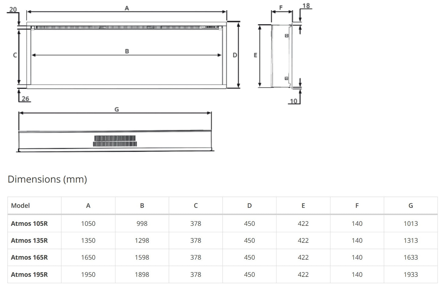 Atmos Fire FX Electric Feature Wall Fire for Media Wall Installations