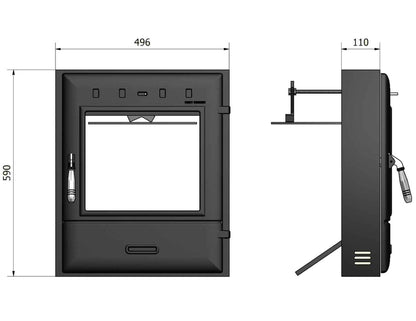 Causeway 16-18" Solid Fuel Fire Door- For Efficient Conversion Open Solid-Fuel Fire or Boiler Dimensions