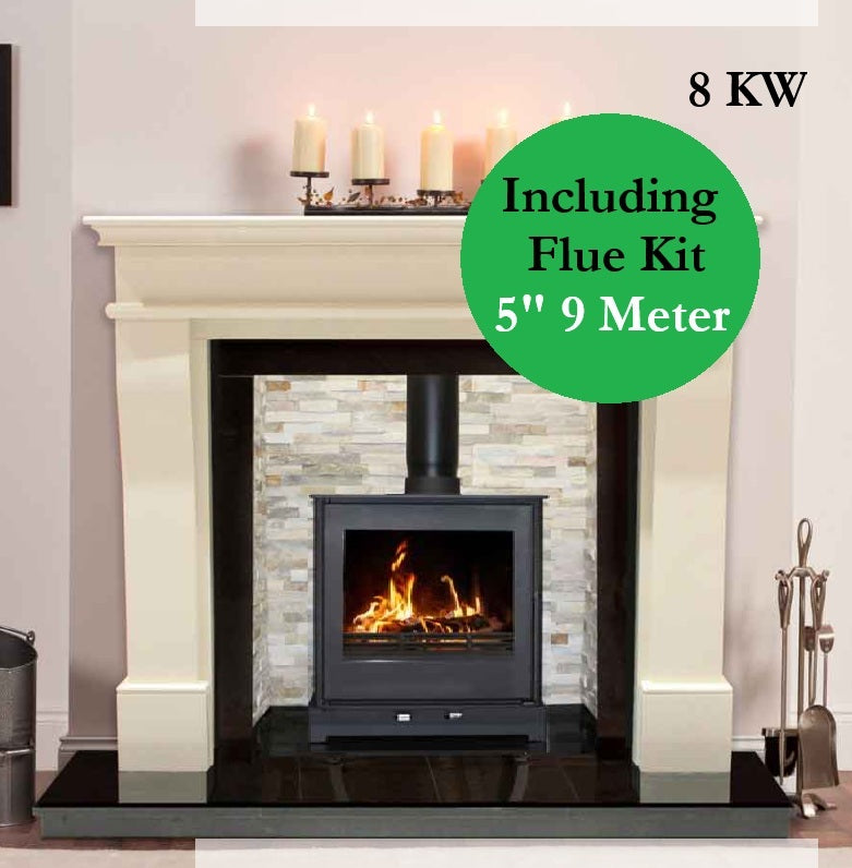 Heat Design Firewarm 8kW Steel Slim Wide Lucan Solid Fuel Stove