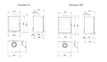 Heat Design Firewarm 5kW Steel Slim Wide Solid Fuel Stove & Chimney Flue Liner Bundle