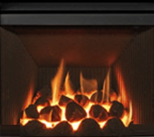 Gazco Logic HE Balanced Flue Coal Effect Gas Fire with Black Frame and Front