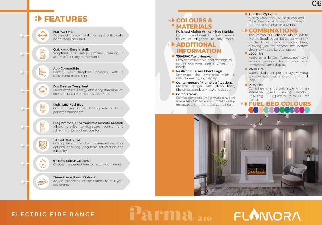 Flamora Bettola 800 Timber Electric Fireplace Suite for New Home Build Appartments