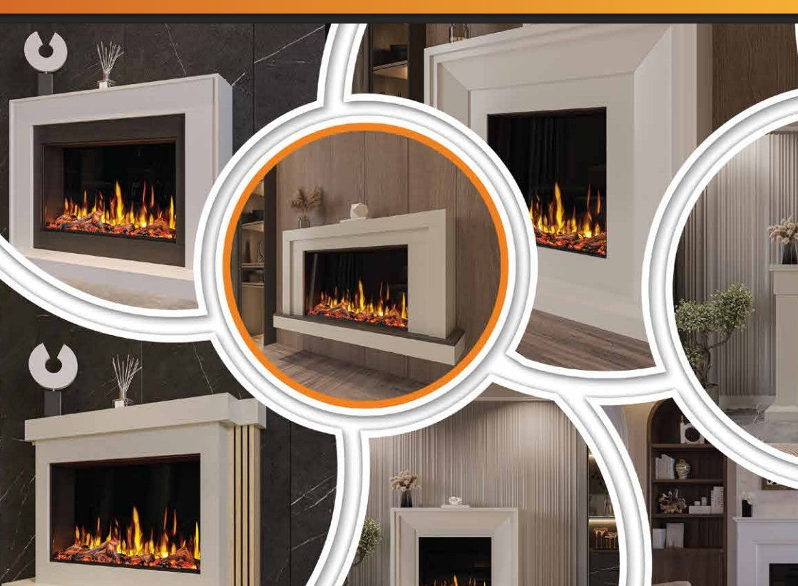 Flamora Monza 750 Warm White Timber Electric Fireplace Suite