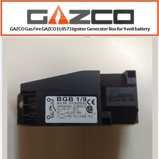 GAZCO Gas Fire GAZCO EL0573 Ignitor Spark Genertor Box for 9 volt battery