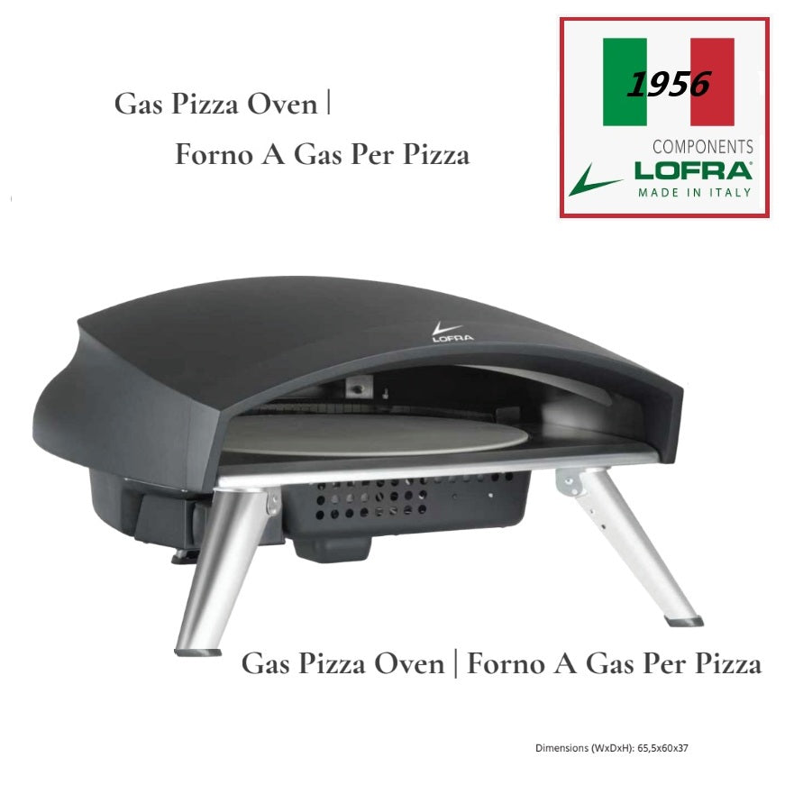 LOFRA Italian Gas Pizza Oven – Portable Outdoor Pizza Oven 500°C with Rotating Stone